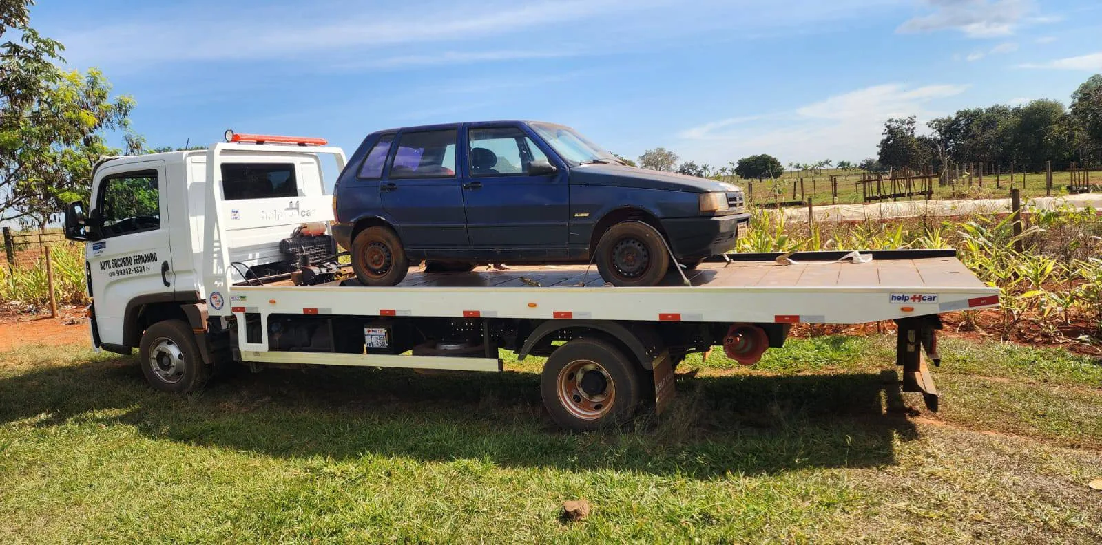 Atendimento do Auto Socorro Fernando com guincho e plataforma na região do Alto Paranaíba